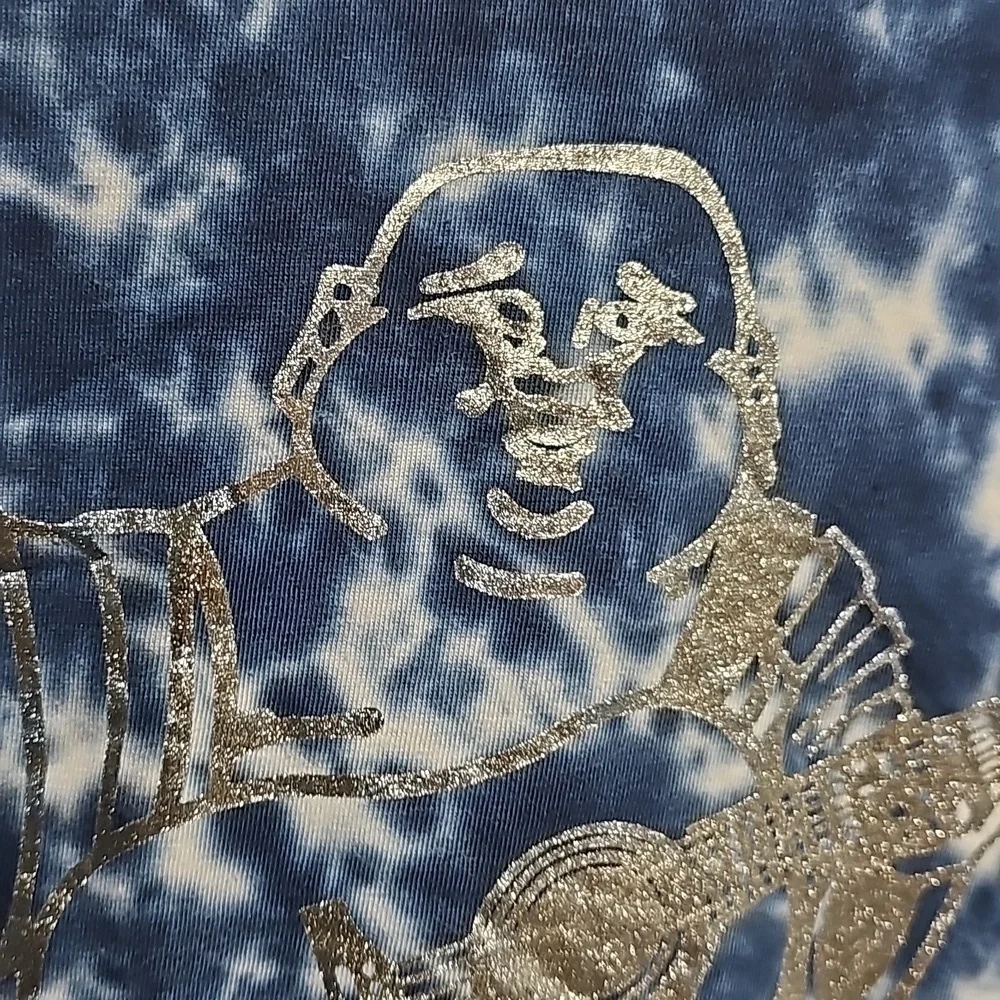 True Religion Tye Dye Blue‎ Silver Shirt Small New